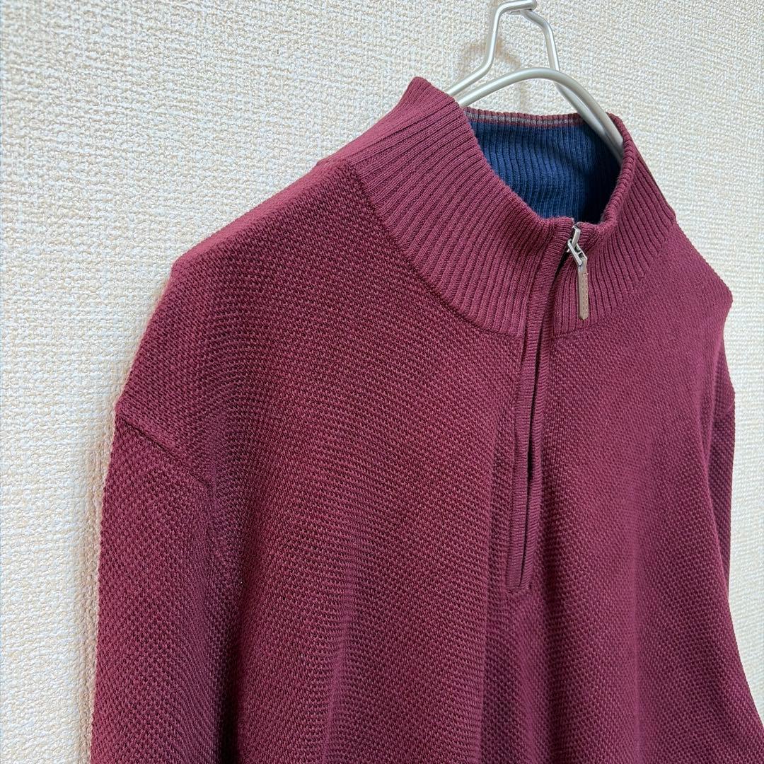 Club Room ハーフジップ ニット セーター ボルドー ワインレッド M — image 5