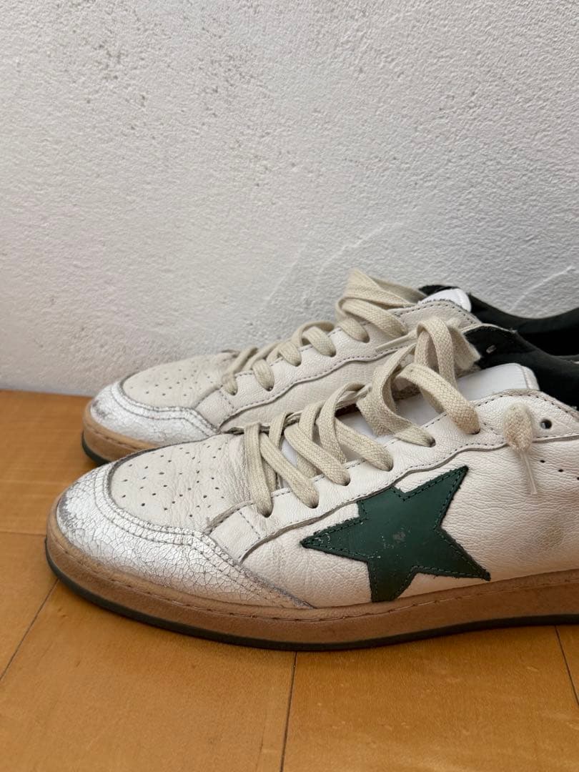 ゴールデングースBall Star ホワイトナッパレザー グリーンスター — image 3