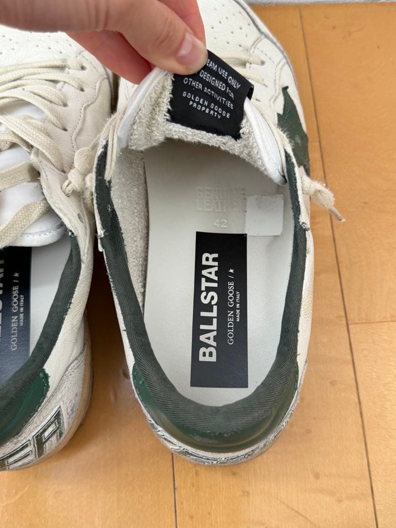 ゴールデングースBall Star ホワイトナッパレザー グリーンスター — image 5