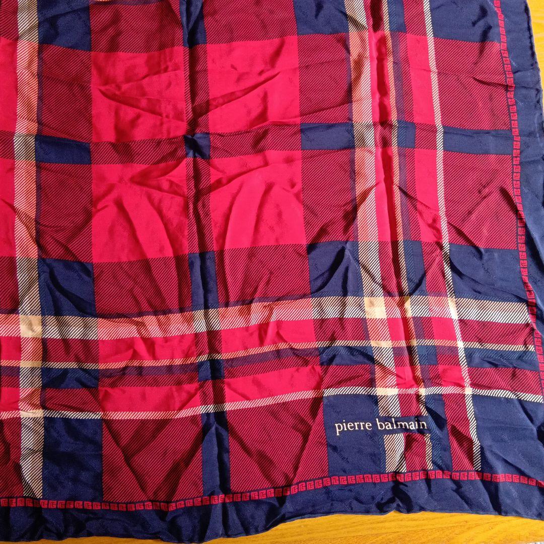 値下げ　大判PIERRE BALMAIN チェック柄スカーフ — image 2