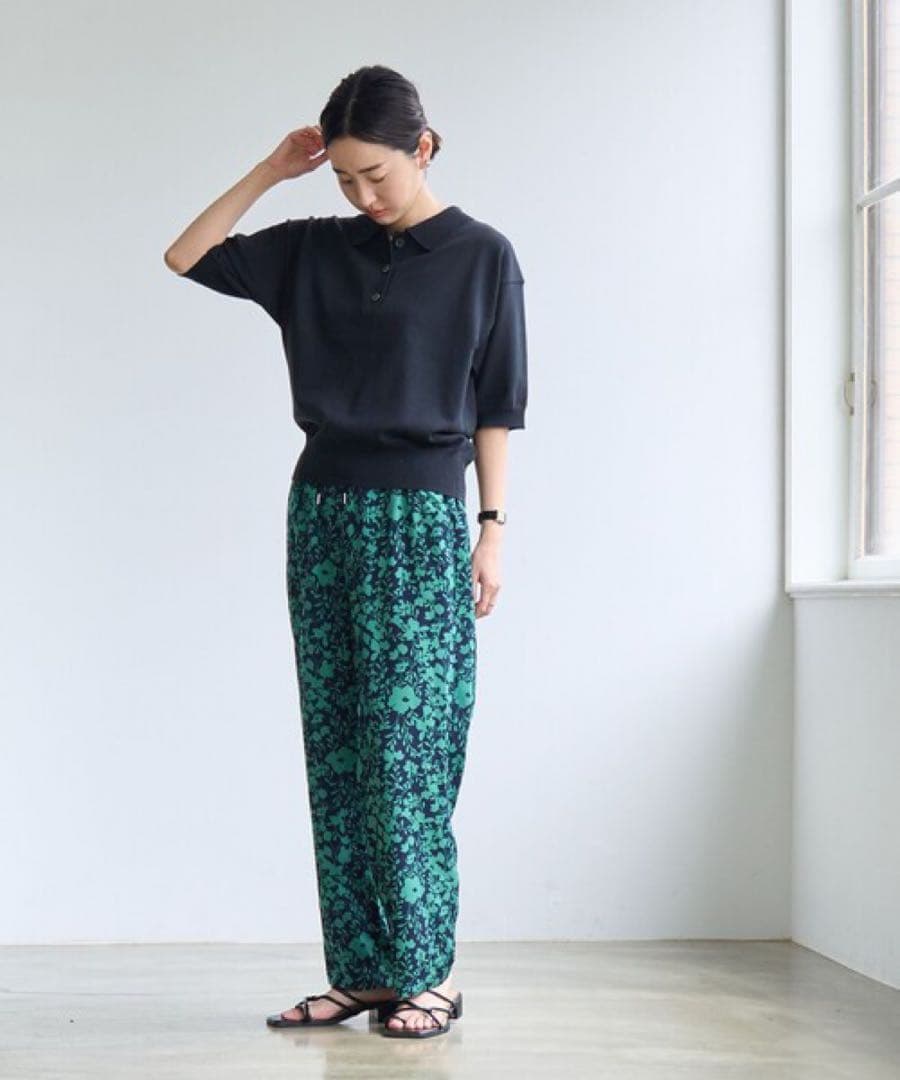 coen バイカラーボタニカルプリントテーパードパンツ　sizeM❷ — image 5