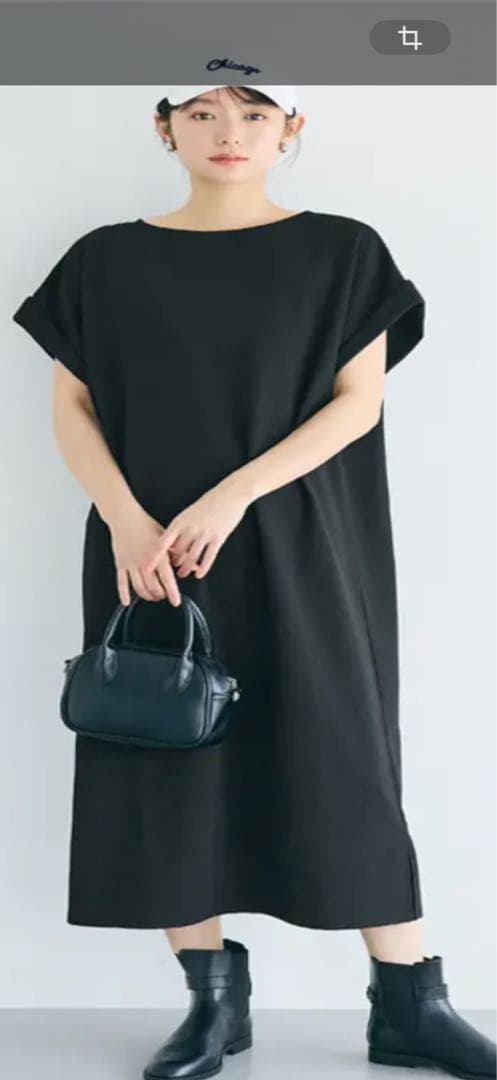 coca エンボス加工ボートネックロングワンピース　ブラック　L 新品 — image 2