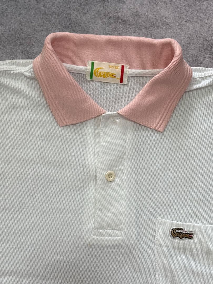 LACOSTE ポロシャツ ホワイト ピンク 胸ポケット付 — image 3