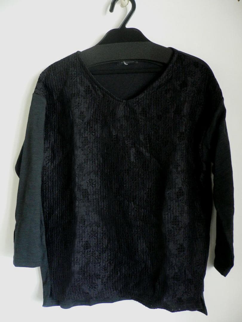 新品tricot tricotトリコトリコ 前レースカットソー 黒 M — image 5