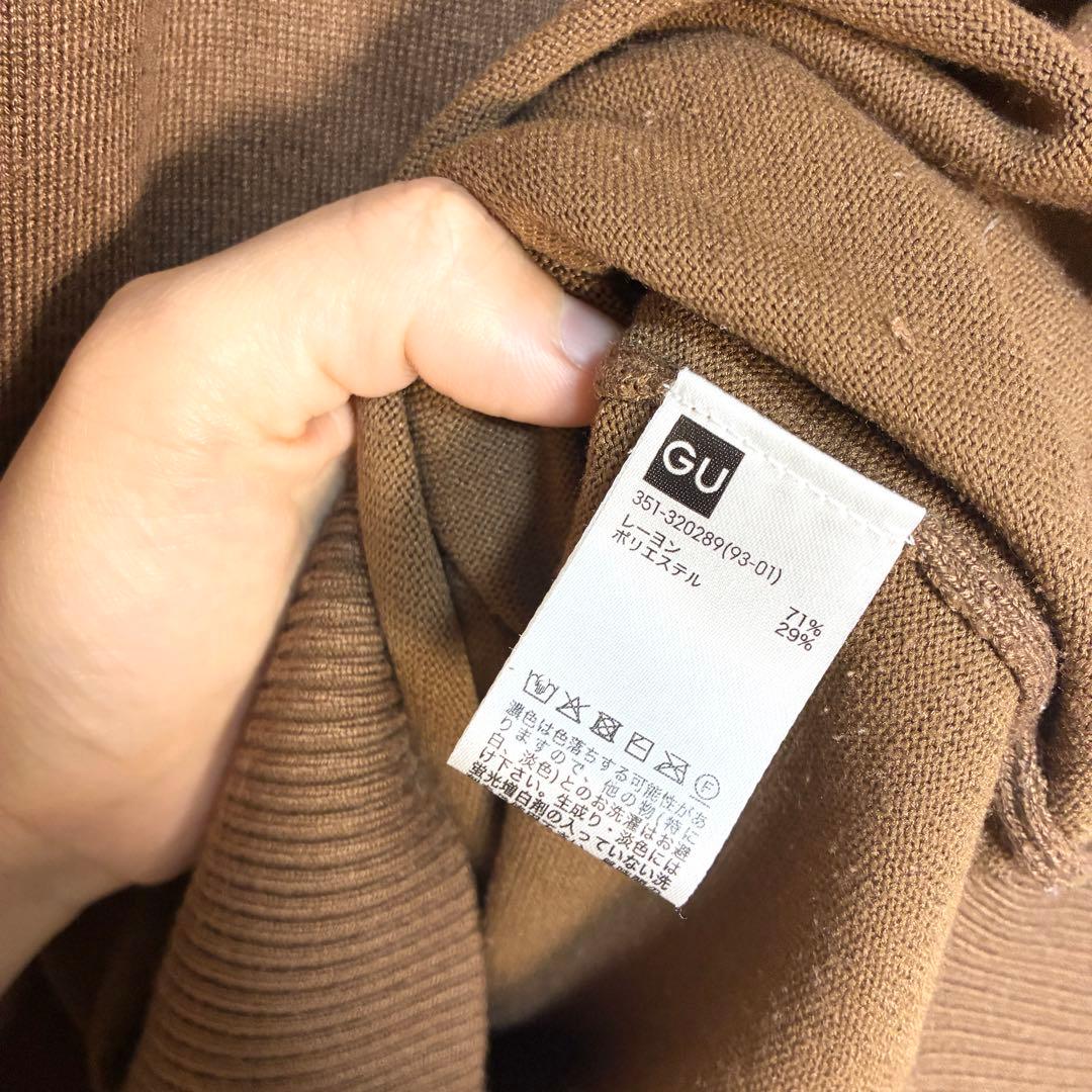 GU タートルネックニット　セーター　長袖　無地　シンプル　ブラウン　（L） — image 3