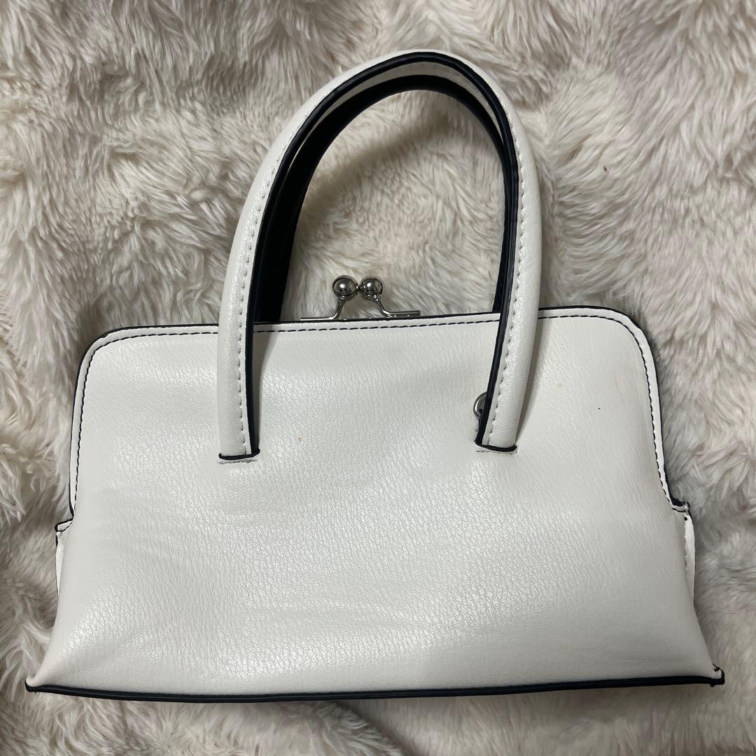 ZARA 白黒2トーン　がま口ハンドバッグ　ショルダー付き — image 2