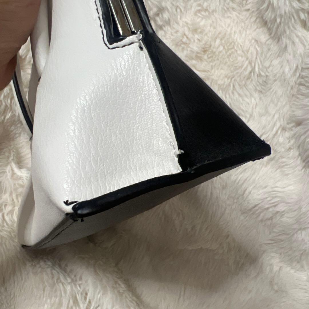 ZARA 白黒2トーン　がま口ハンドバッグ　ショルダー付き — image 3