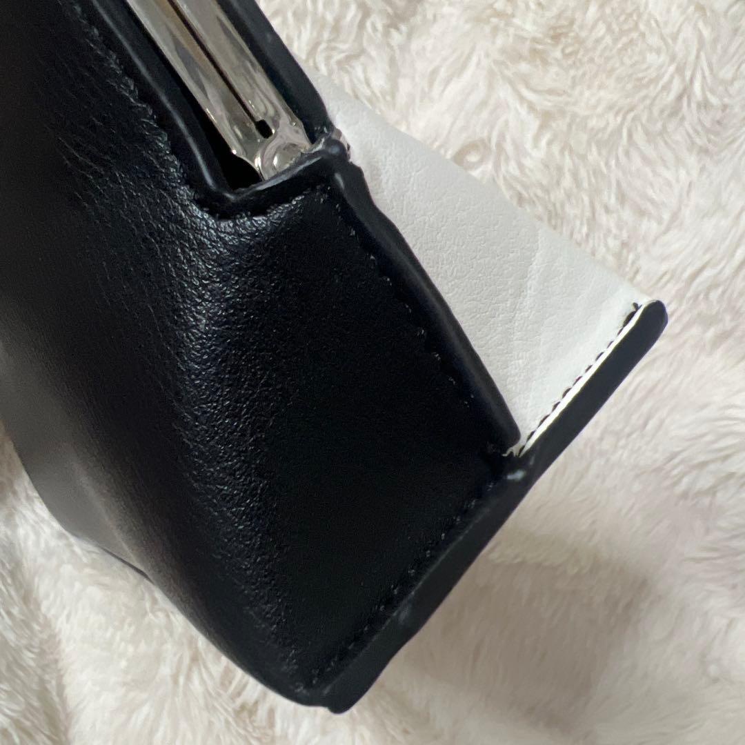 ZARA 白黒2トーン　がま口ハンドバッグ　ショルダー付き — image 4