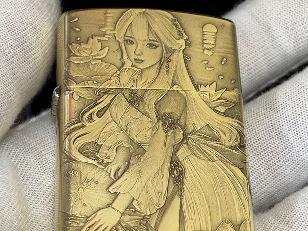 新品 綺麗ZORRO 少女の両目彫刻加工 オイルライター真鍮製 喫煙グッズ — image 4