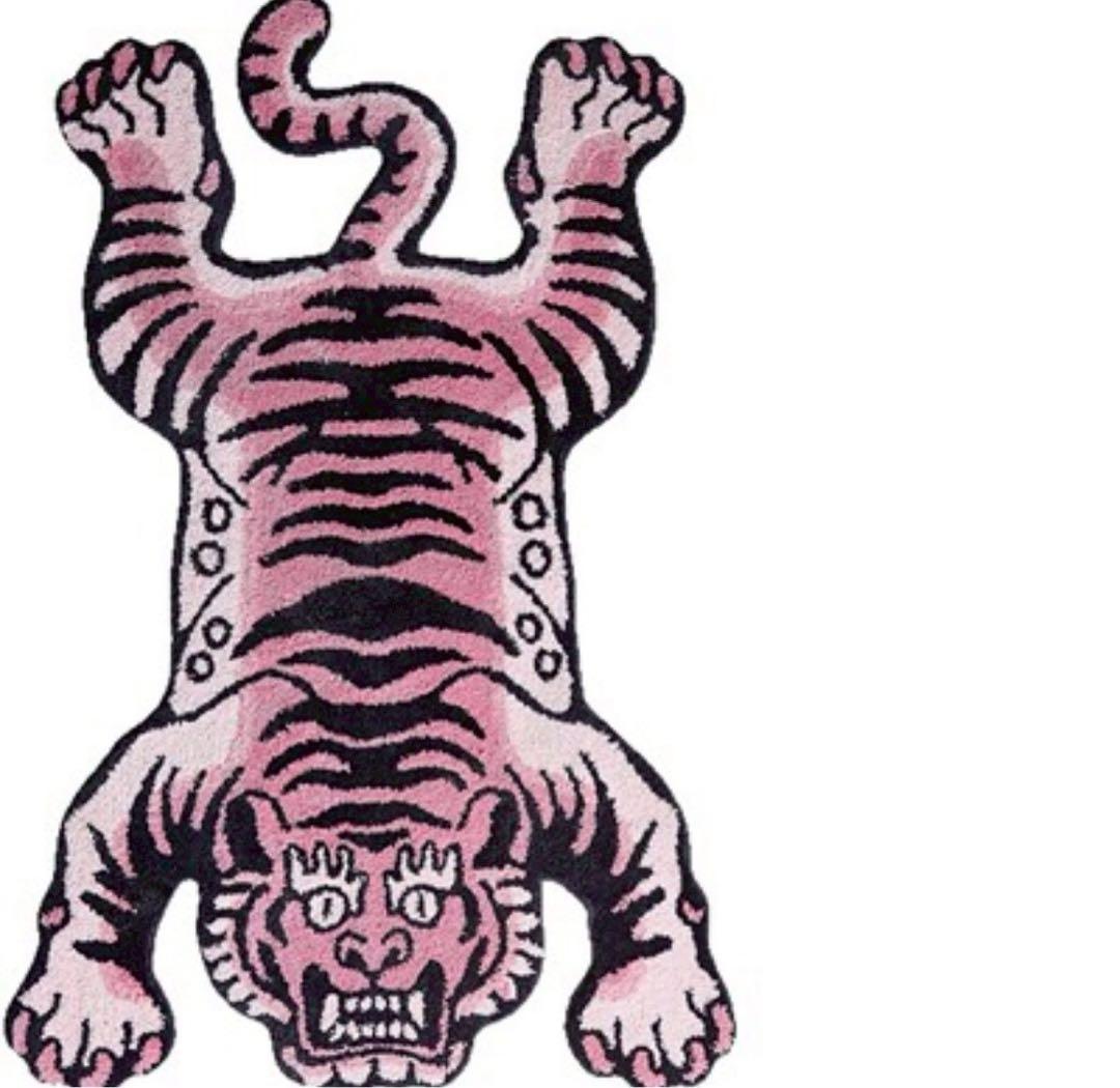 タイガーマット　ピンク　チベタンラグ手織り絨毯　エスニックアジアン — image 2