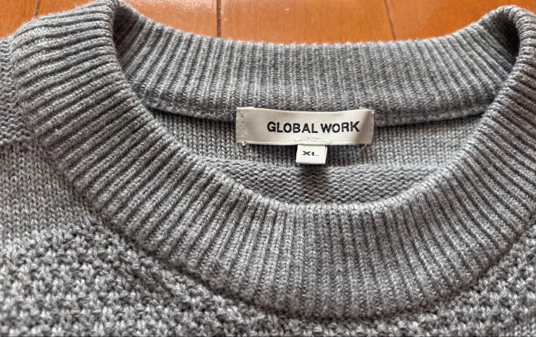 GLOBAL WORK 長袖 洗えるニット グレー XL — image 2