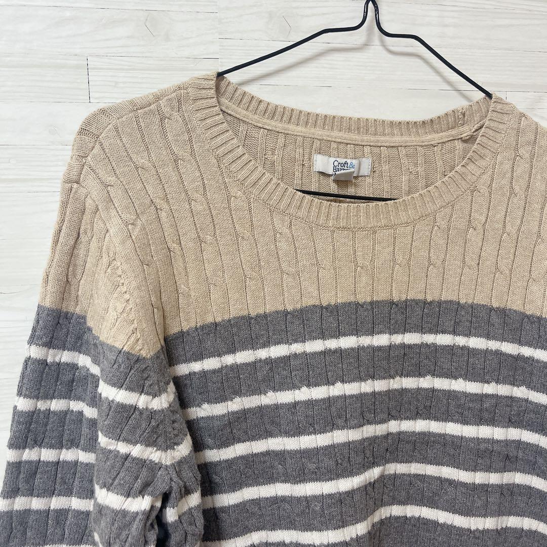 Croft & Barrow [XL] ニット グレー ベージュ ボーダー — image 4