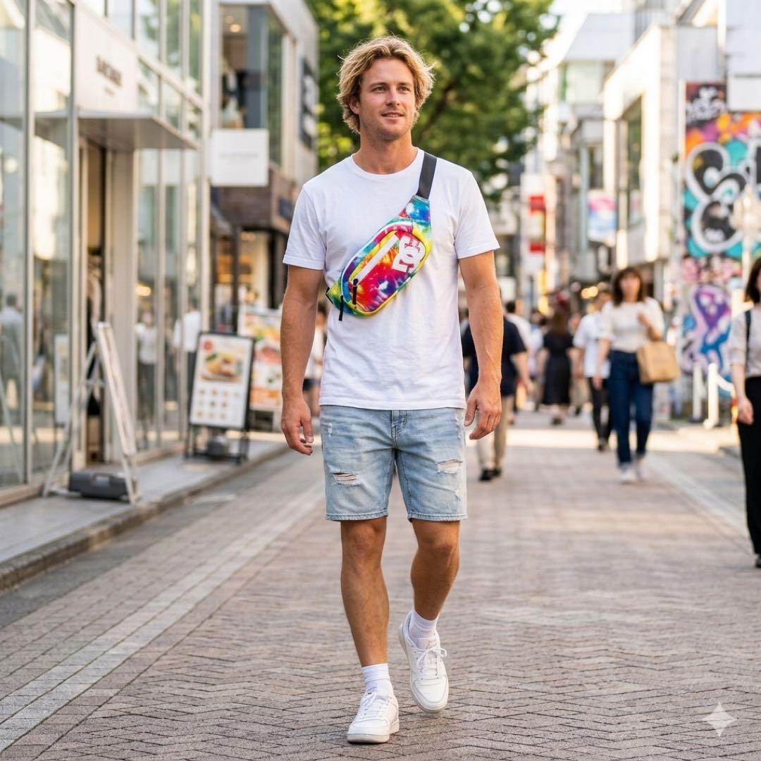 極美品★DC SHOES ボディバッグ ウエストポーチ タイダイ柄 マルチカラー — image 2