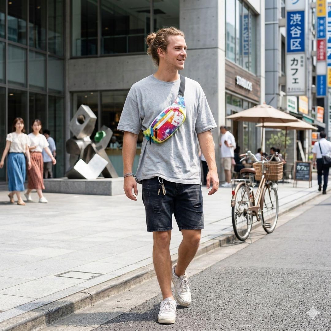 極美品★DC SHOES ボディバッグ ウエストポーチ タイダイ柄 マルチカラー — image 3