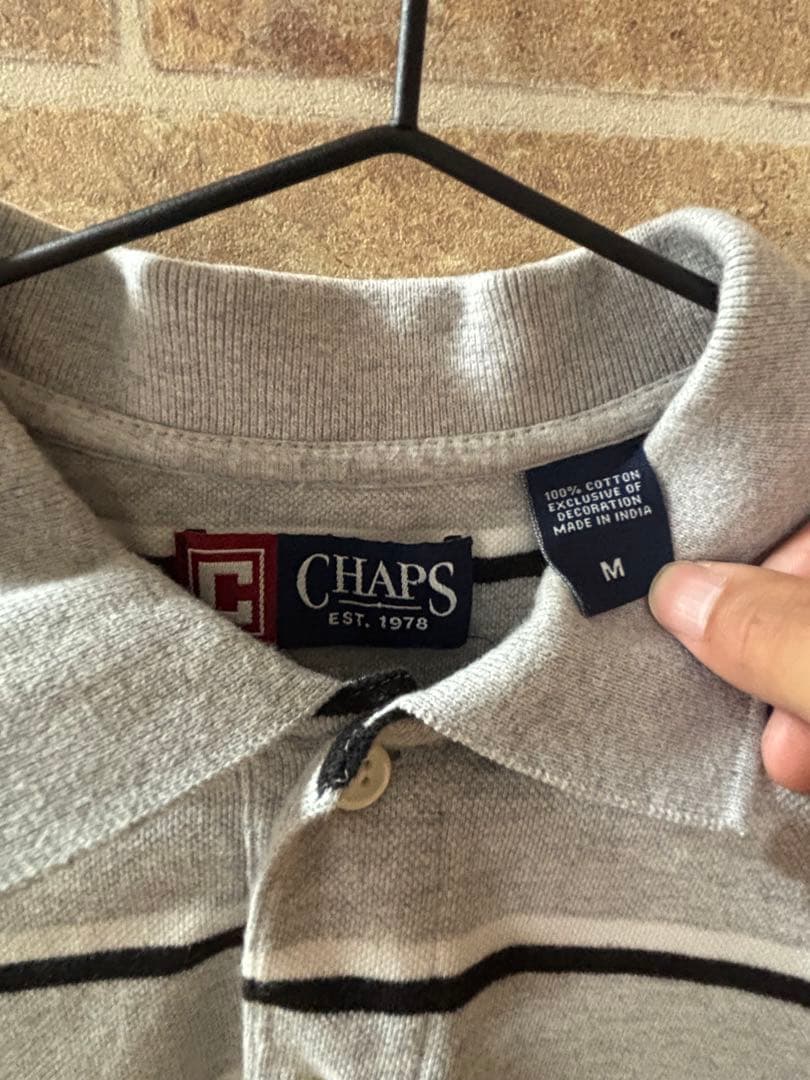 Chaps ボーダー ポロシャツ グレー Mサイズ — image 2