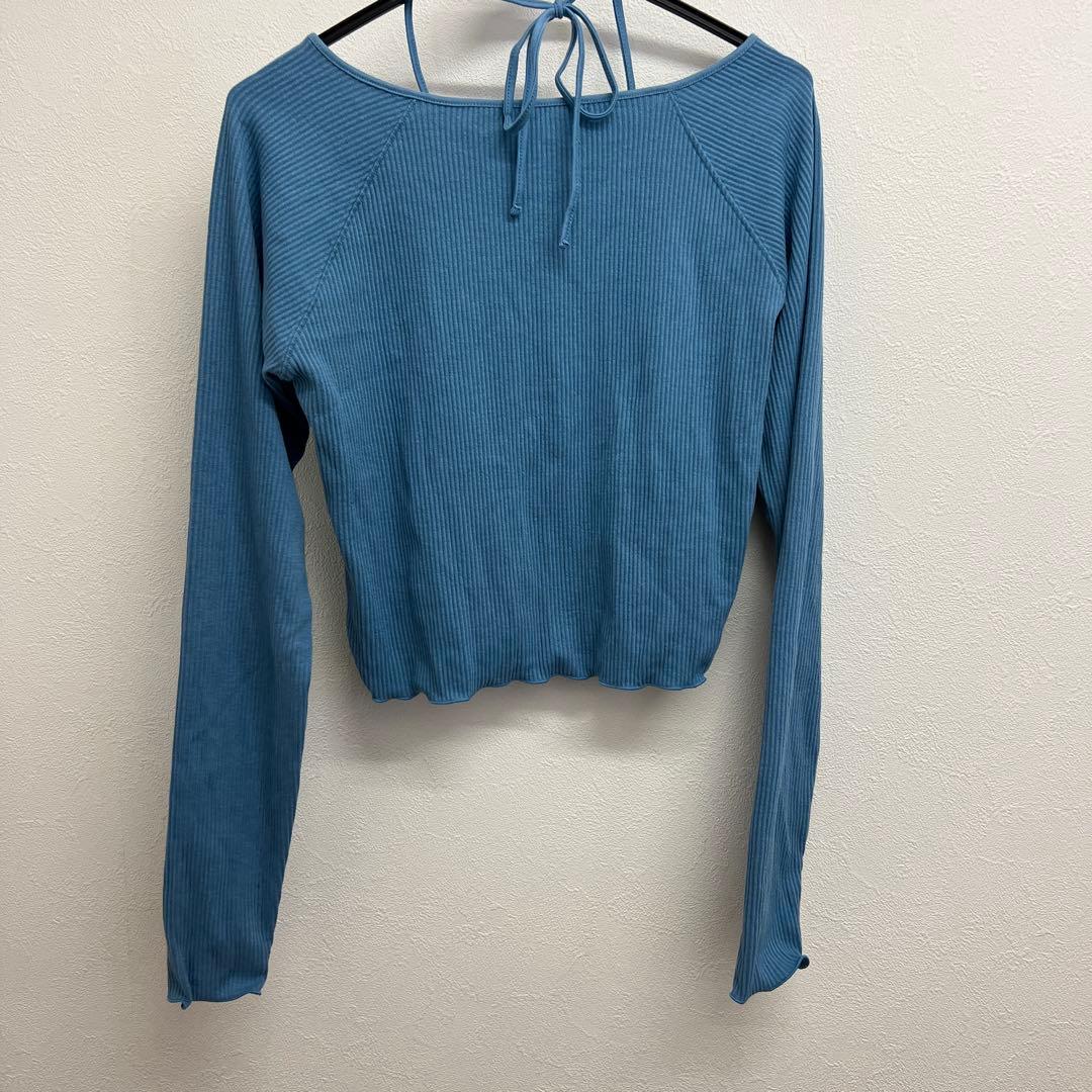 【美品】Kastane カスタネ リブトップス ブルー フリーサイズ 長袖 — image 2