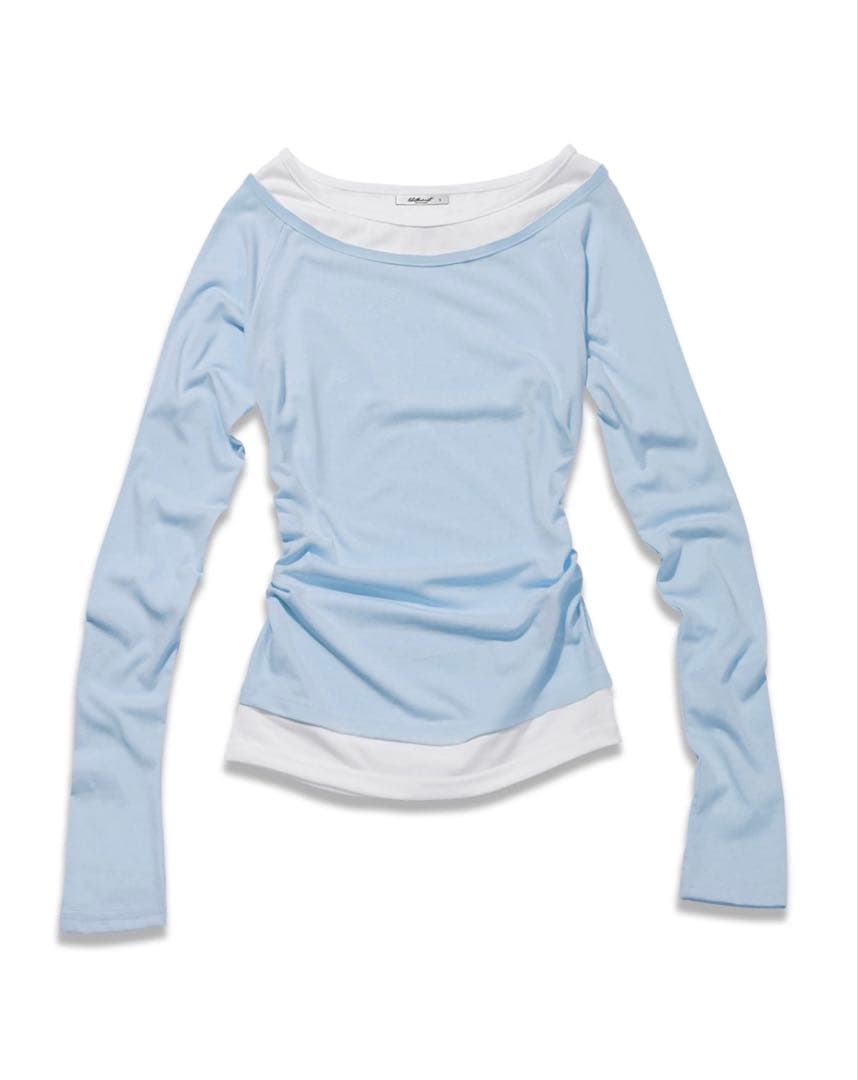 シャーリングポイントオフレイヤードTシャ ツ　ライトブルー — image 2