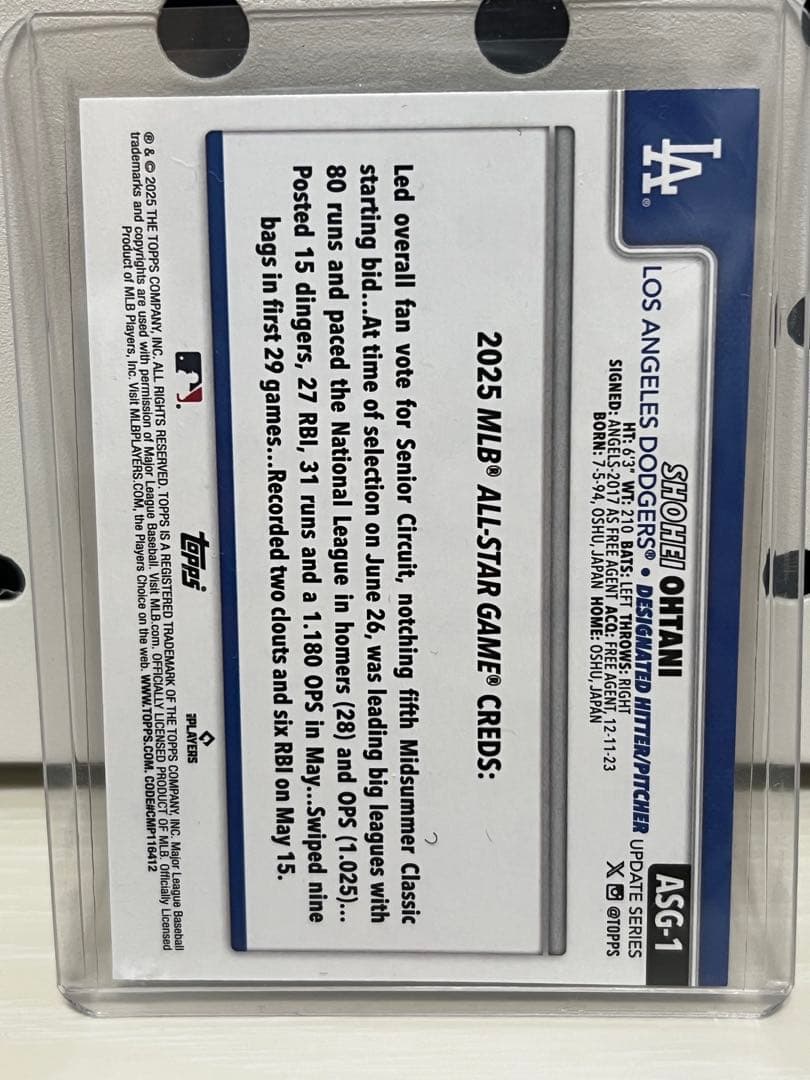2025 Topps Update 大谷翔平 ASG-1 インサート — image 2