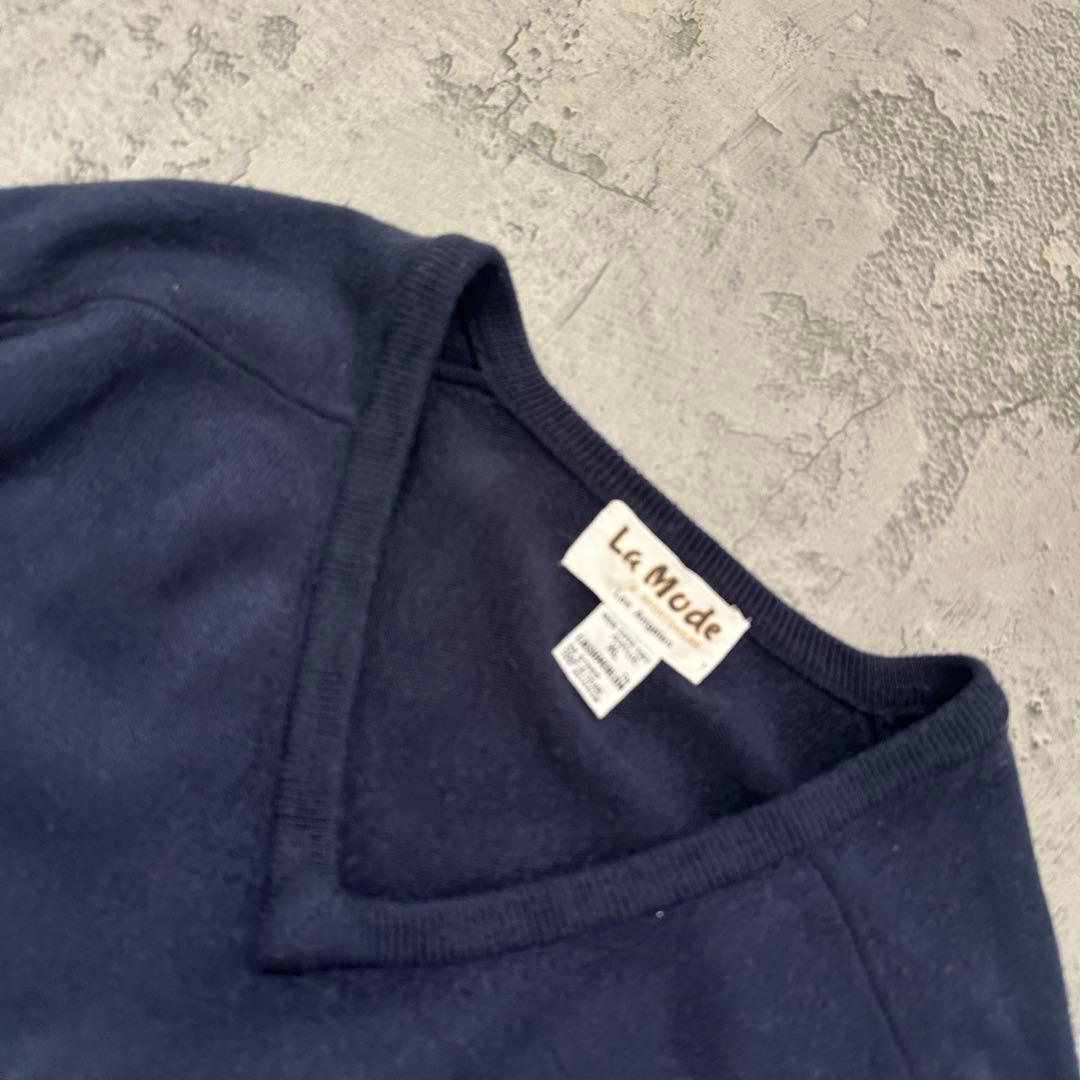 【La Mode】ラモード（XL）チームロゴセーター＊アクリル＊Vネック＊ニット — image 4