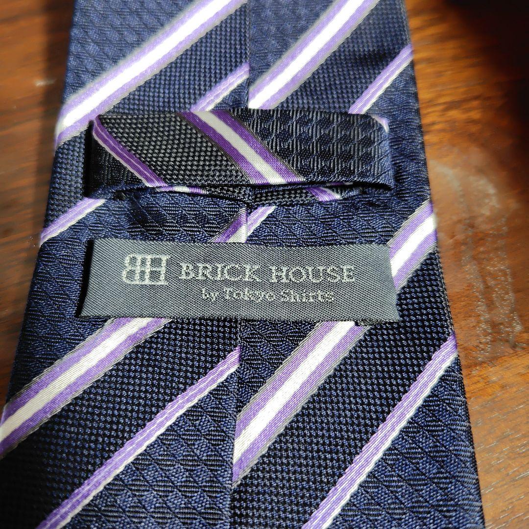 BRICK HOUSE ネクタイ ストライプ パープル ネイビー — image 2