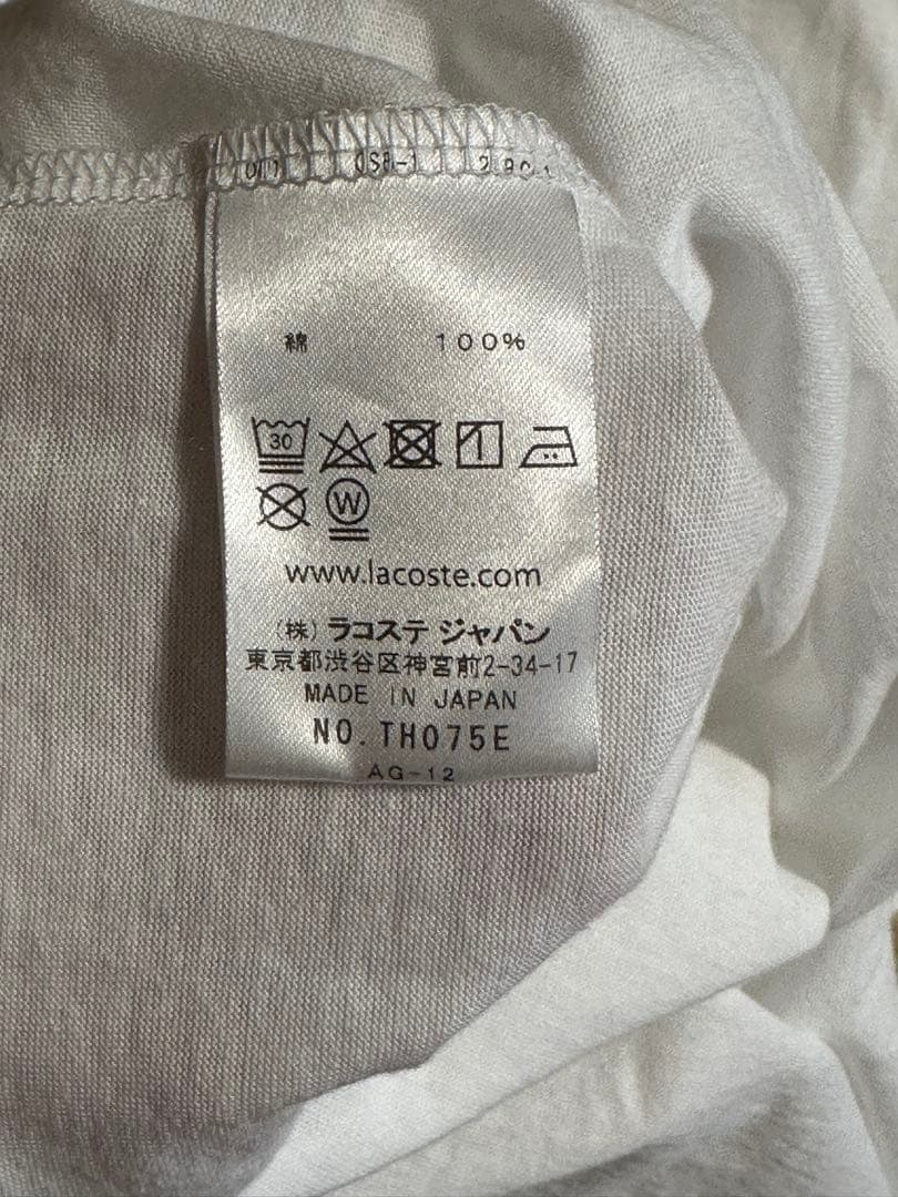 LACOSTE ラコステ Tシャツ Mサイズ ホワイト — image 5