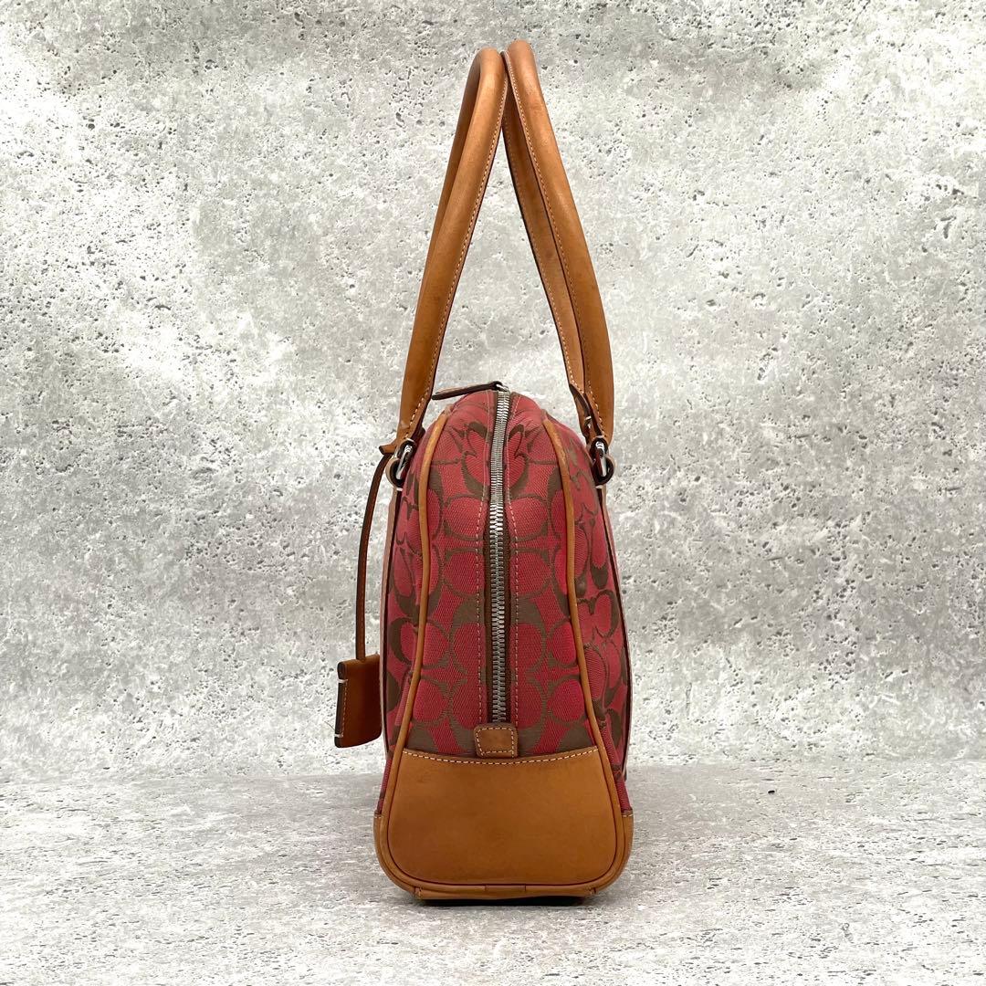 COACH Bag Sig Canvas Bowler Burgundy Tan — image 3
