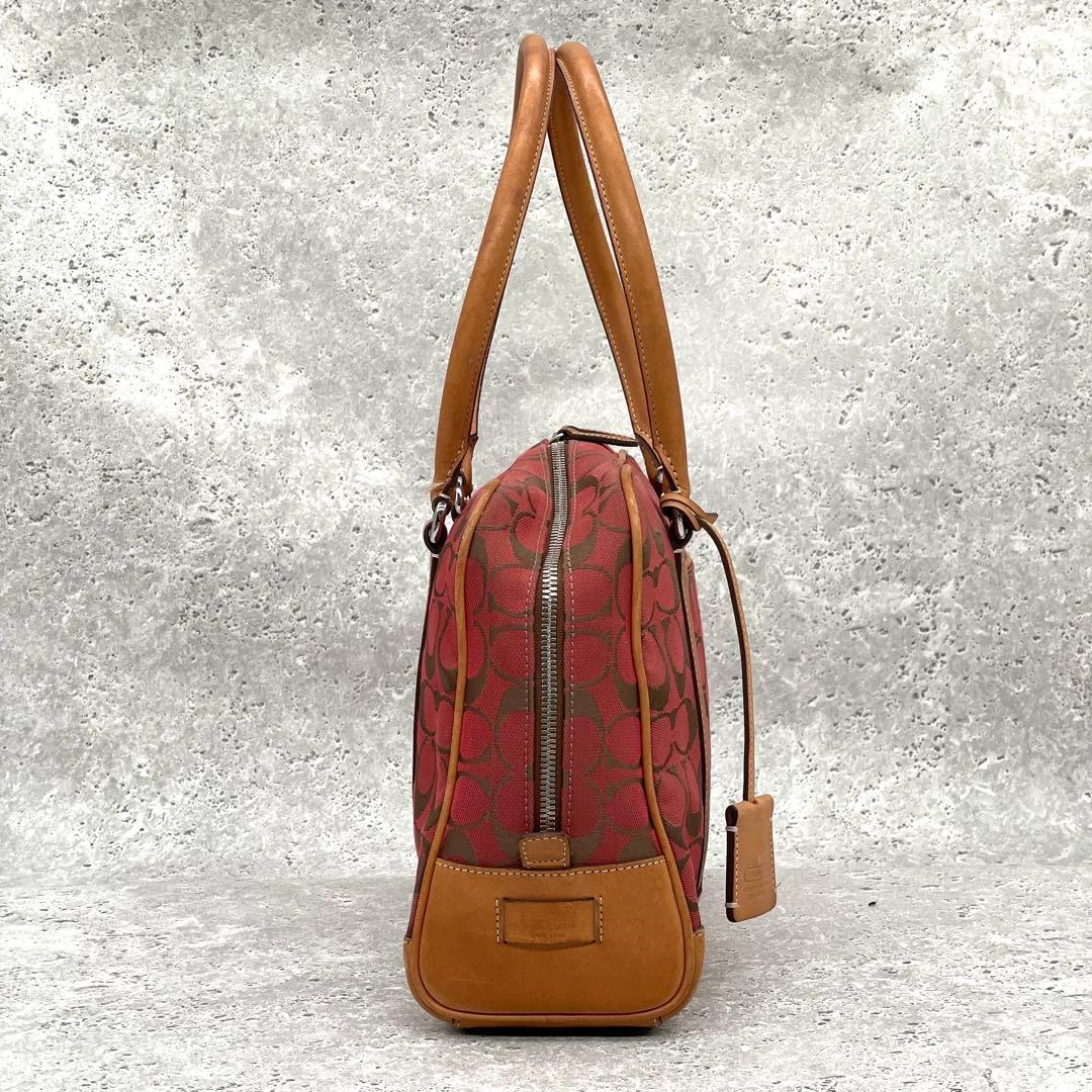 COACH Bag Sig Canvas Bowler Burgundy Tan — image 4