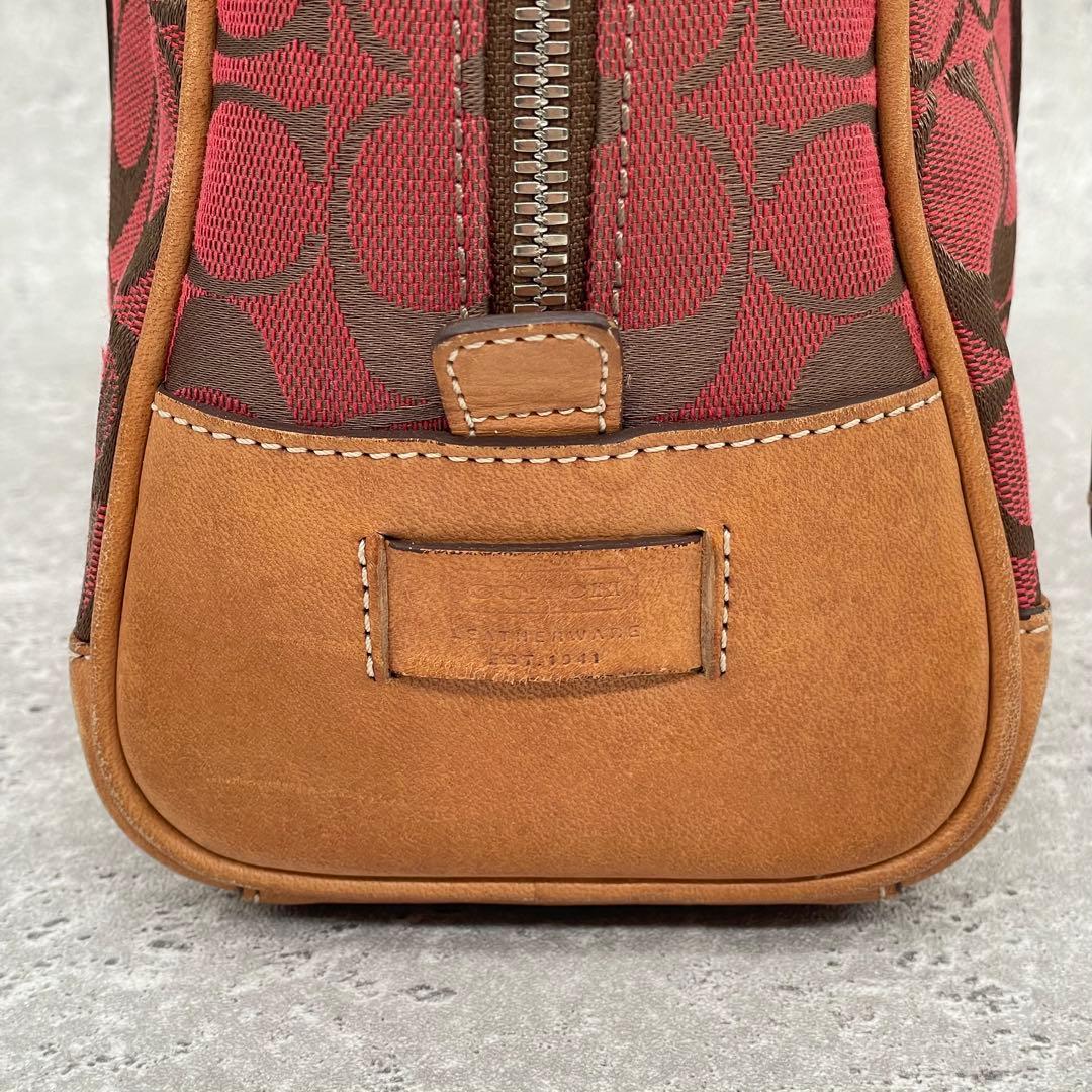 COACH Bag Sig Canvas Bowler Burgundy Tan — image 5