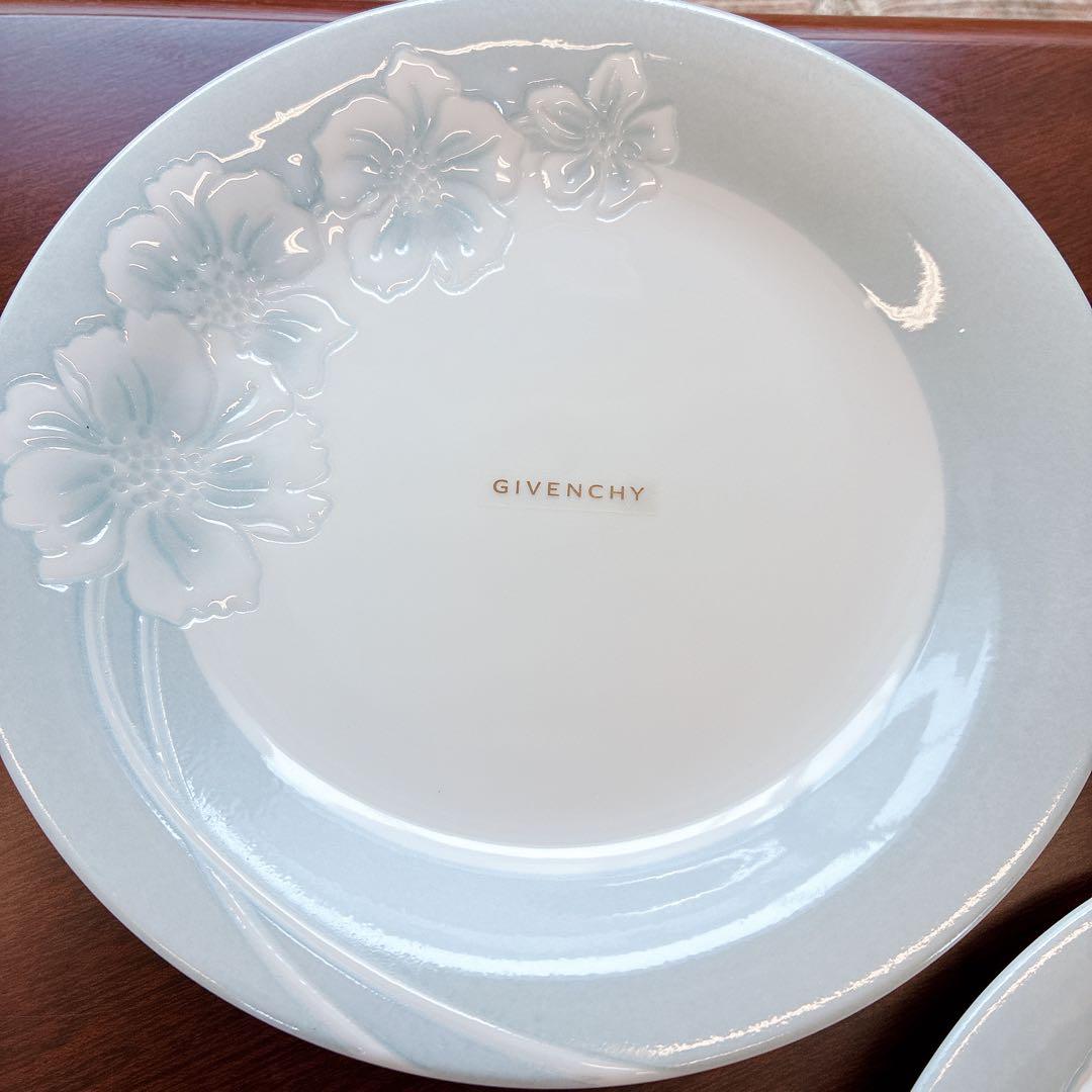GIVENCHY シチューセット GC11-74 皿　陶器　白　水色　5枚組 — image 3