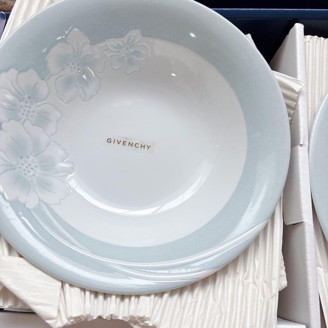 GIVENCHY シチューセット GC11-74 皿　陶器　白　水色　5枚組 — image 5