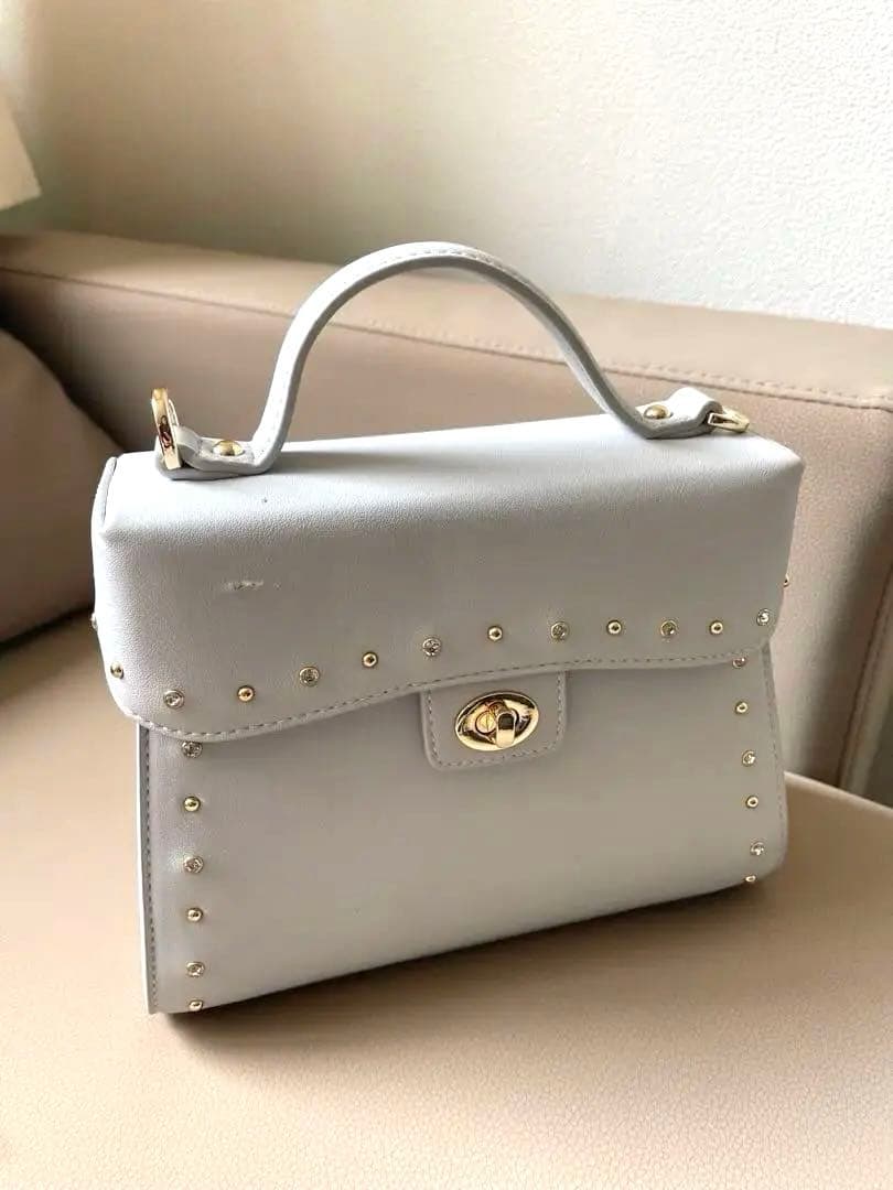 【入手困難】DIANAスタッズハンドバッグ グレー ビジュー2WAYショルダー — image 2