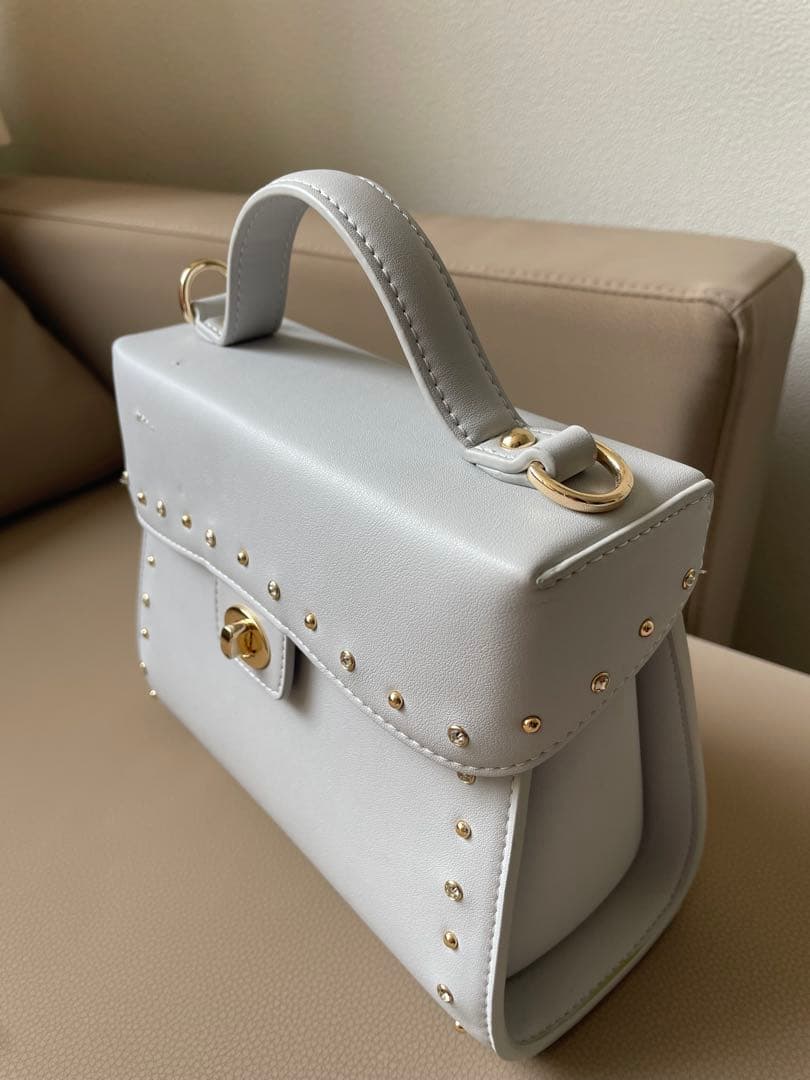 【入手困難】DIANAスタッズハンドバッグ グレー ビジュー2WAYショルダー — image 4