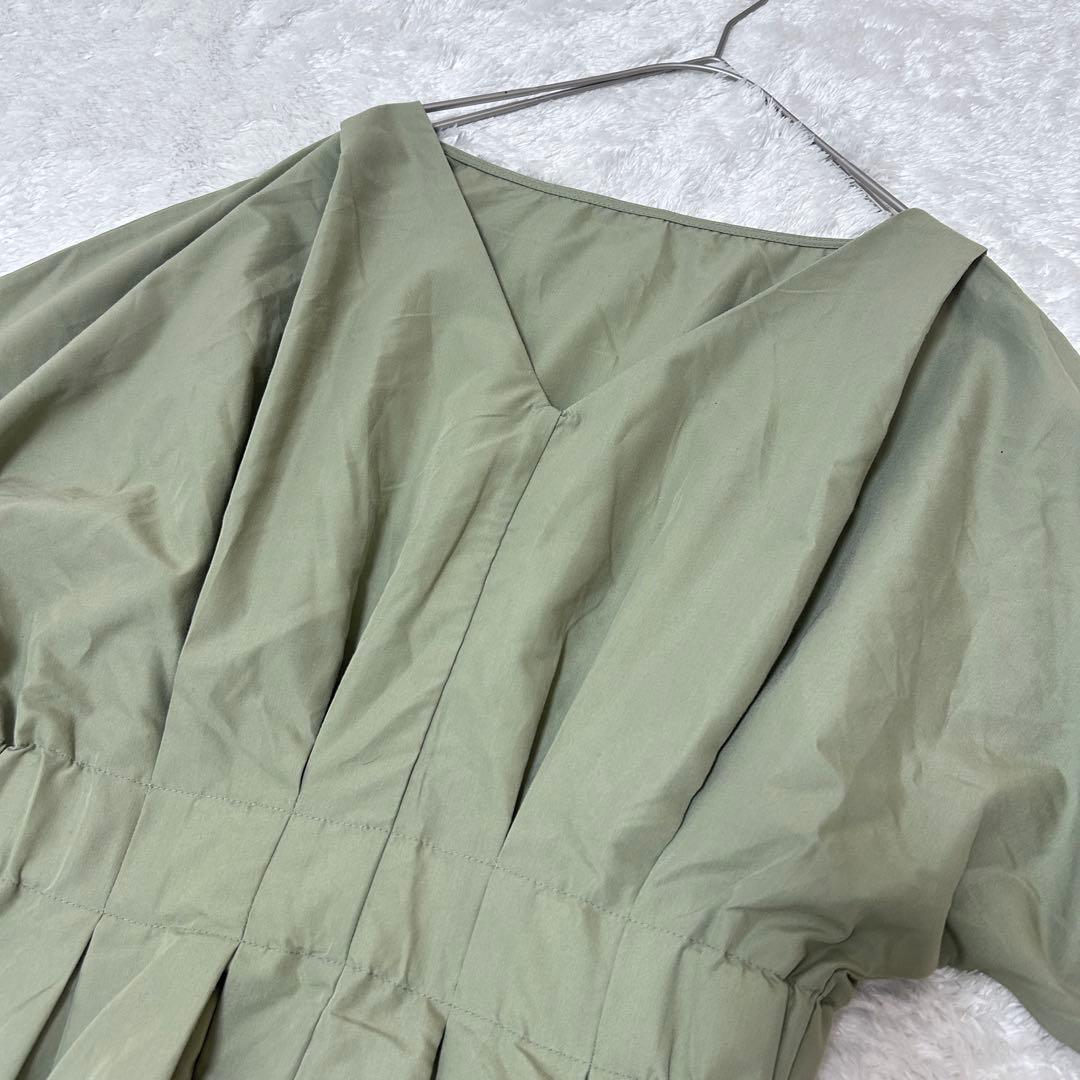 THE SECRET BEAN 半袖　トップス　ロング　フレア　ワンピース　緑 — image 3