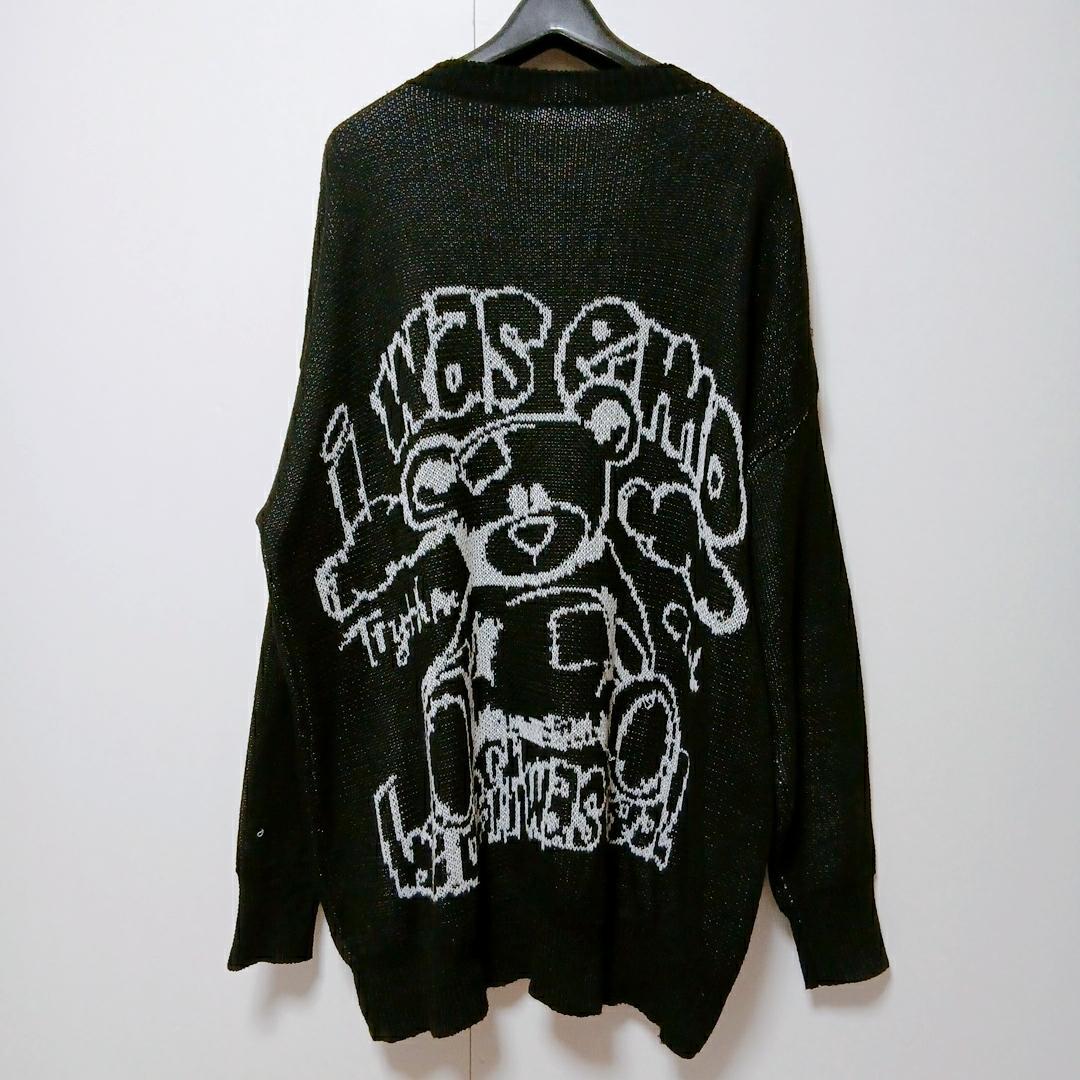 SHEIN シーイン 病みカワ くま柄 ニット セーター ブラック M ゆったり — image 3