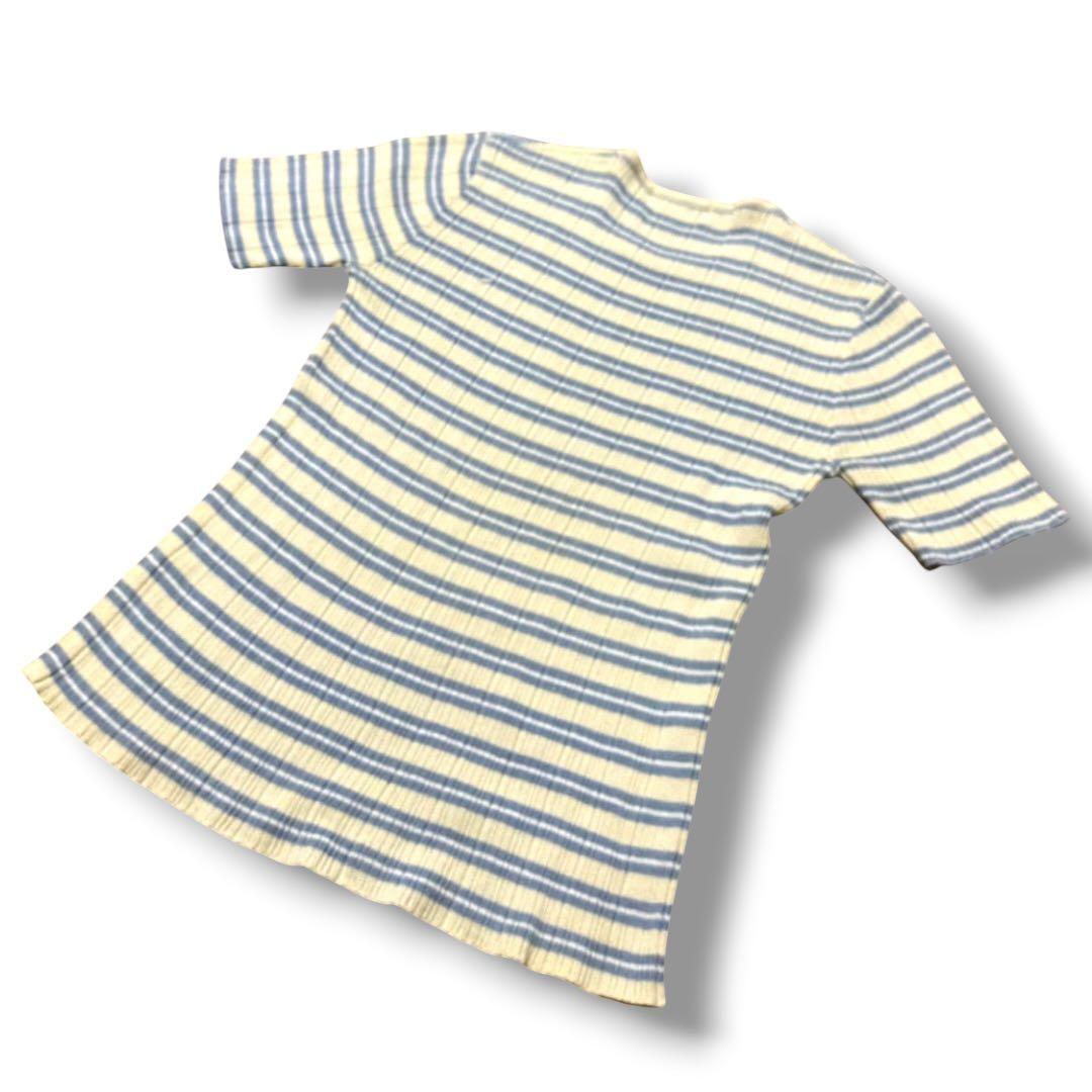 【L.L.Bean】　コットンリブニットカットソー　M マルチボーダー — image 2