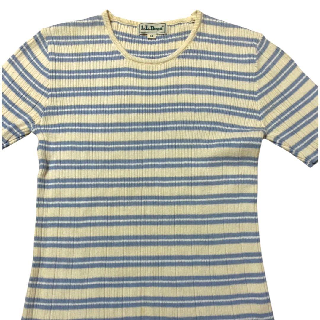 【L.L.Bean】　コットンリブニットカットソー　M マルチボーダー — image 4