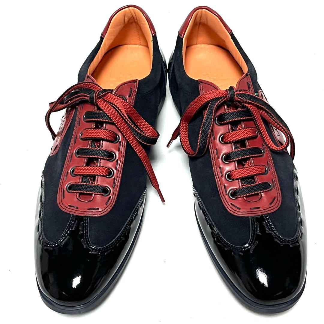 ★極美品★LOBBS★イタリア製★レザースニーカー★24.5★ネイビーブラック★ — image 5