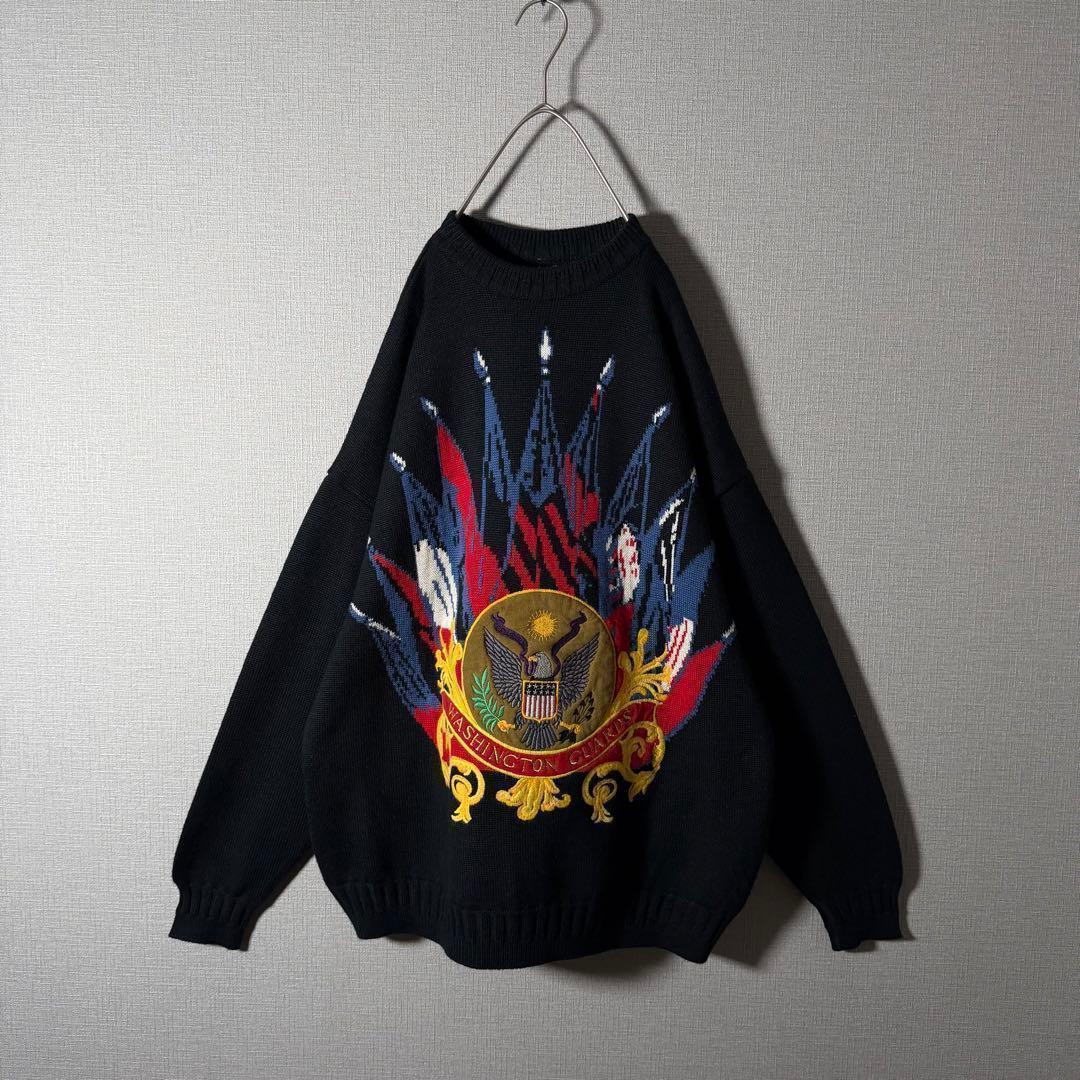 激レア★VERSACE ヴェルサーチ ニット センタービッグロゴ刺繍 L程度 — image 2