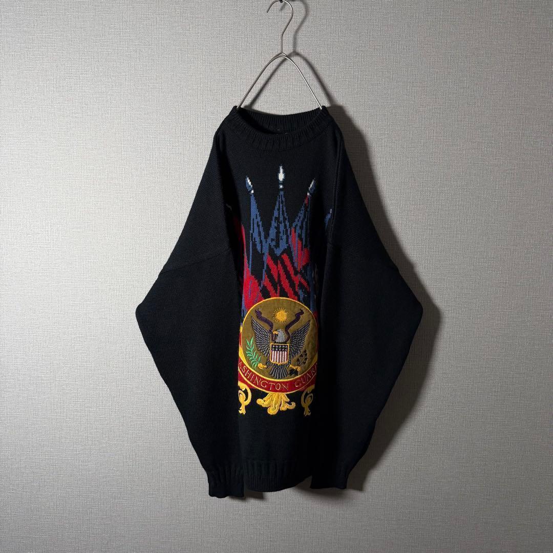 激レア★VERSACE ヴェルサーチ ニット センタービッグロゴ刺繍 L程度 — image 3