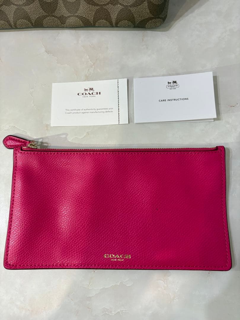 【美品】COACH コーチ ショルダーバッグ ポーチ付き シグネチャー ピンク — image 5