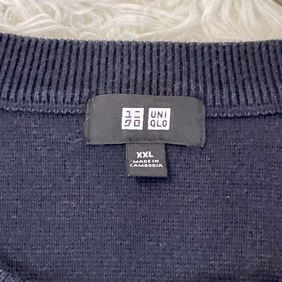 ユニクロ ボーダー 長袖ニット セーター ネイビー XXL シンプル 秋冬 — image 3