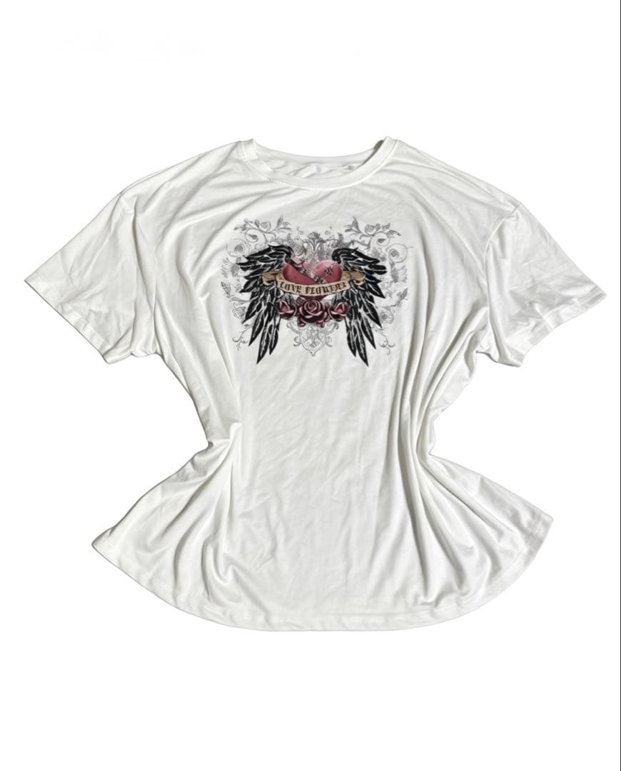 SHEIN LOVE FLOWERS プリント 半袖Tシャツ ホワイト 2XL — image 5