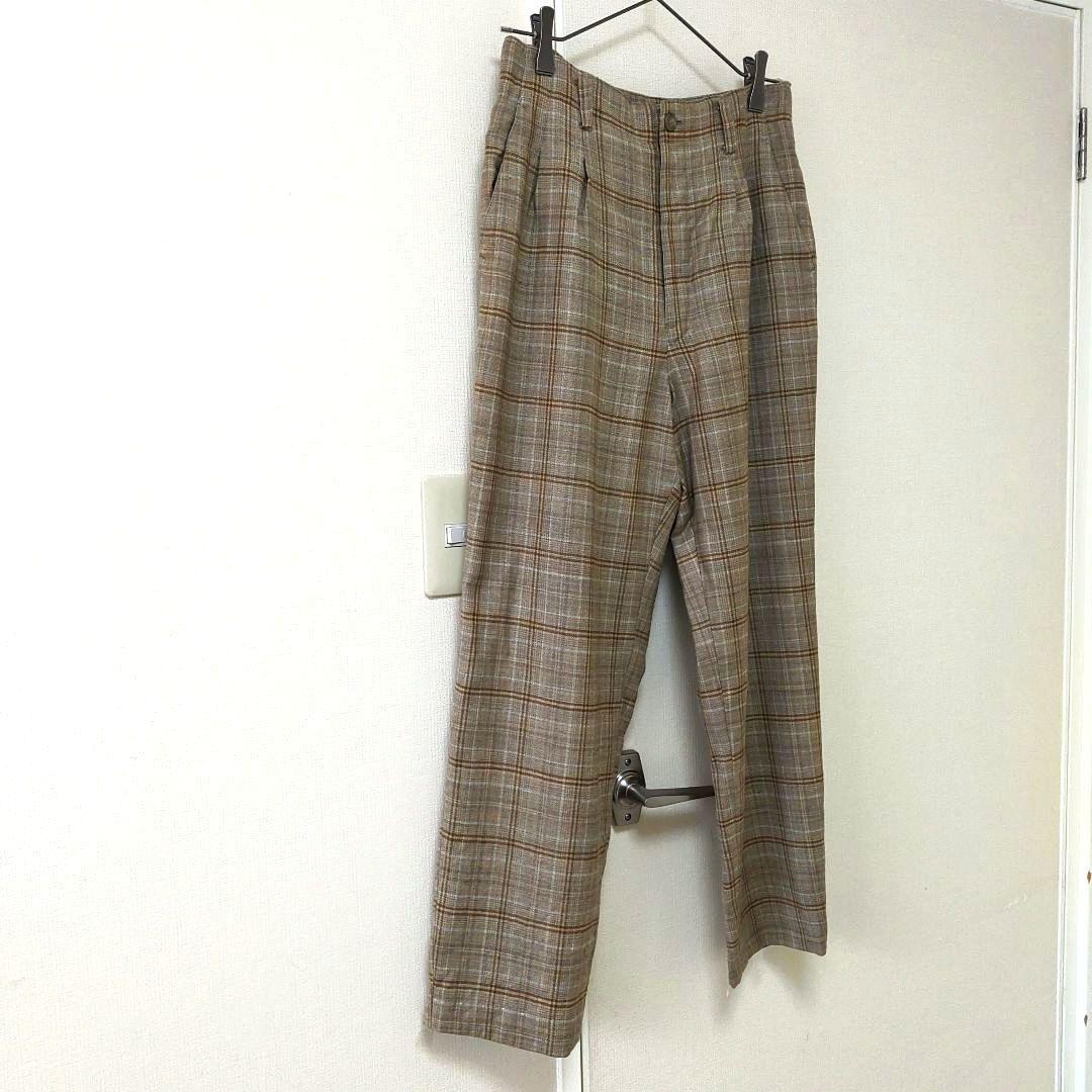 Green Eye レディース　秋冬 ウール　チェック　パンツ　ブラウン　M — image 2