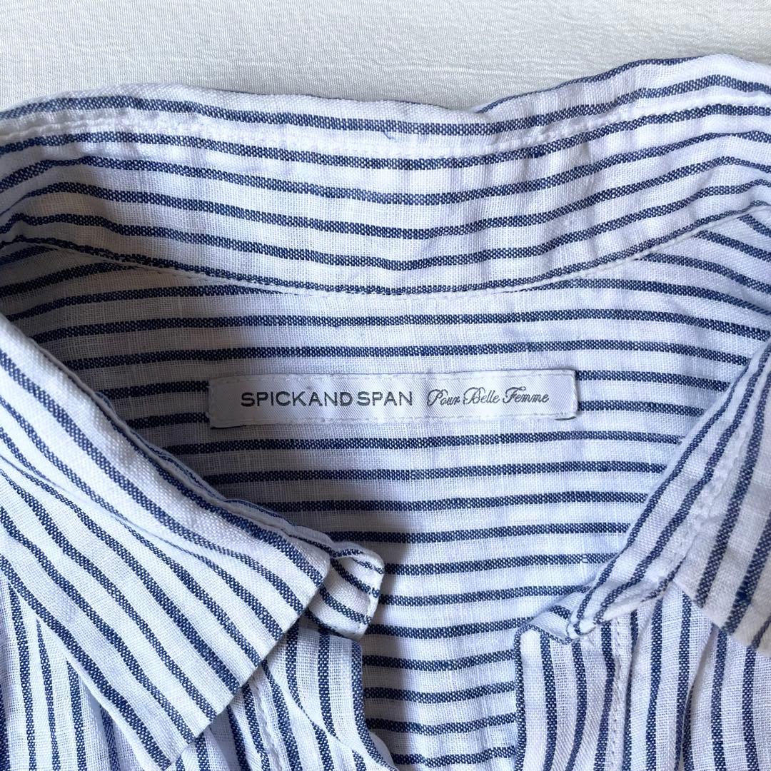 スピックアンドスパン フレンチリネン ノースリーブシャツ ストライプ ゆったり — image 3