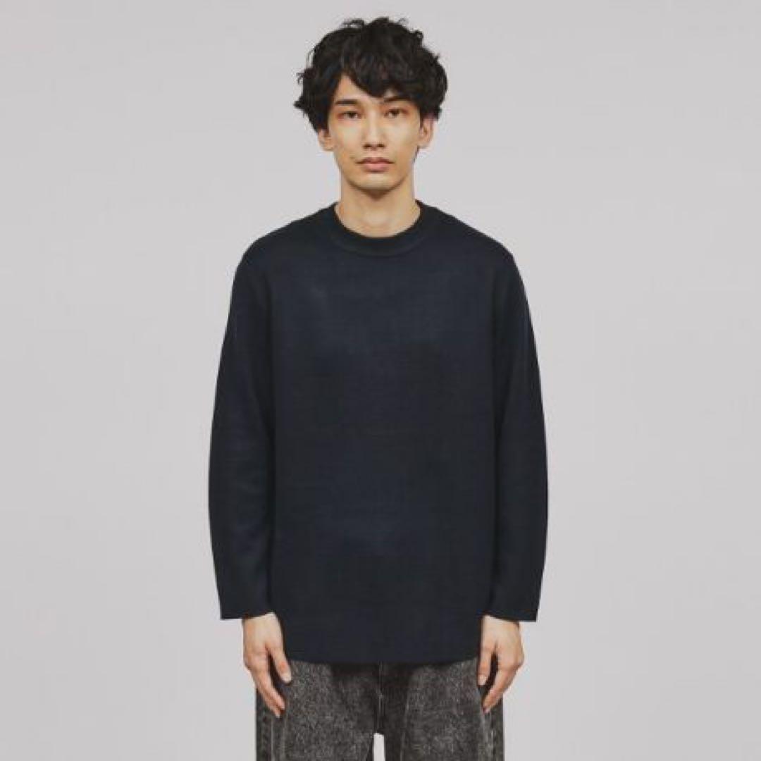 シンプル クルーネック ニット セーター ブラック — image 3