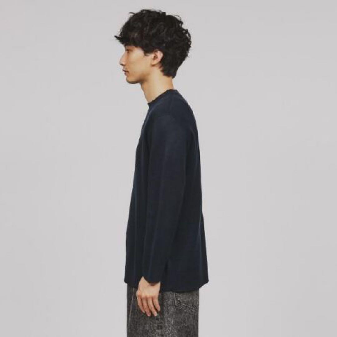シンプル クルーネック ニット セーター ブラック — image 4