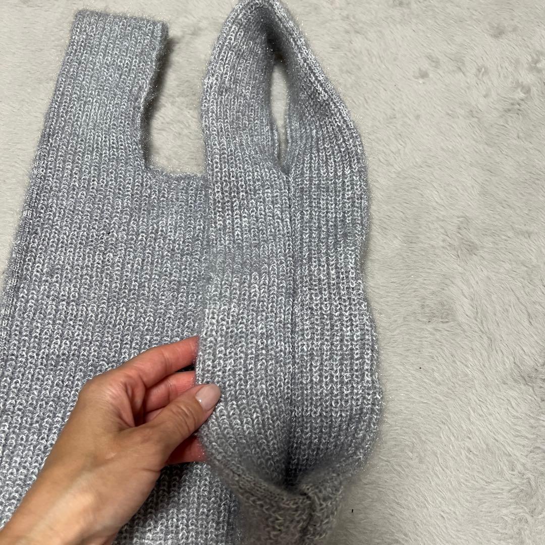 ニット素材 マルシェバッグ シルバー — image 3