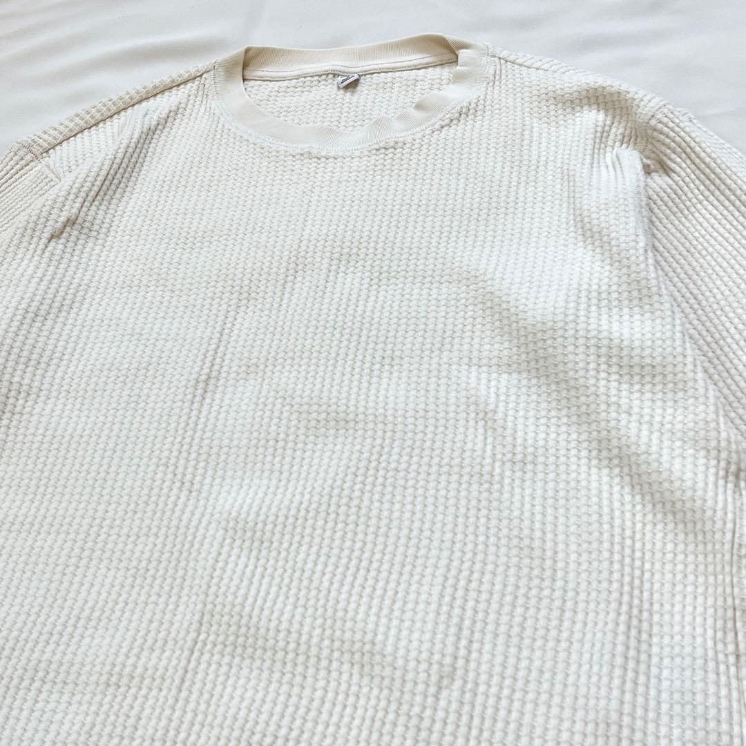 極美品✨️ユニクロ【M】ワッフルT クルーネック 長袖 ラウンドヘム 綿混 — image 5