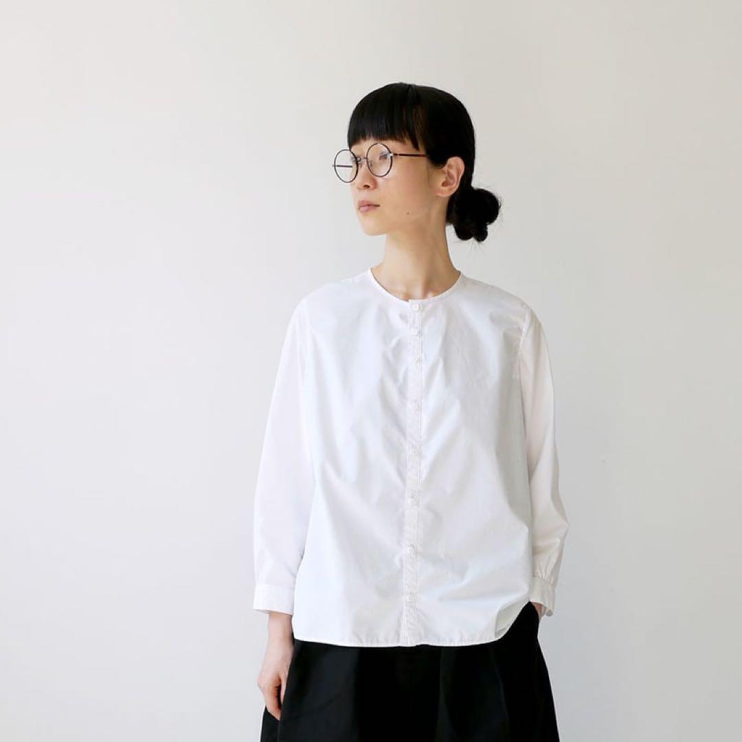 日本製【NO CONTROL AIR】TCメランジバチストノーカラーシャツ　38 — image 2