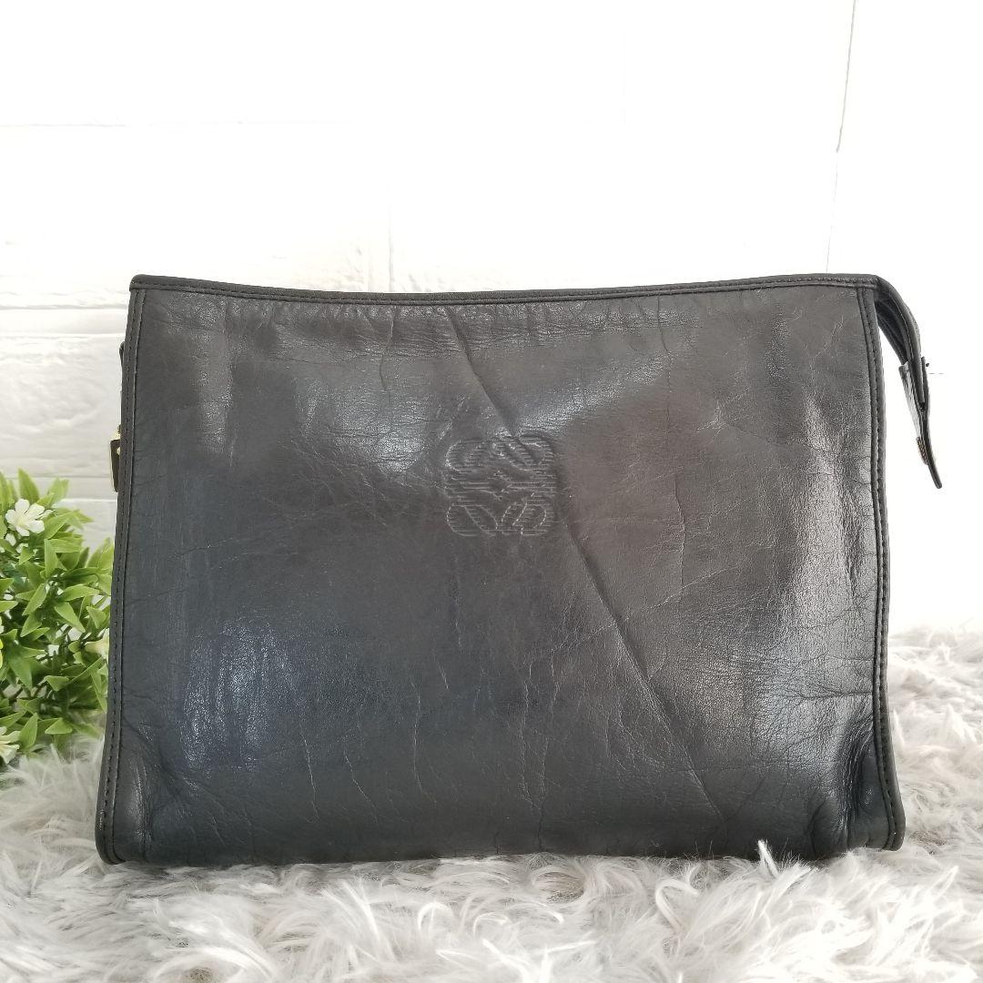 LOEWE ロエベ ハンドバッグ クラッチバッグ ポーチ 本革 レザー ブラック — image 2